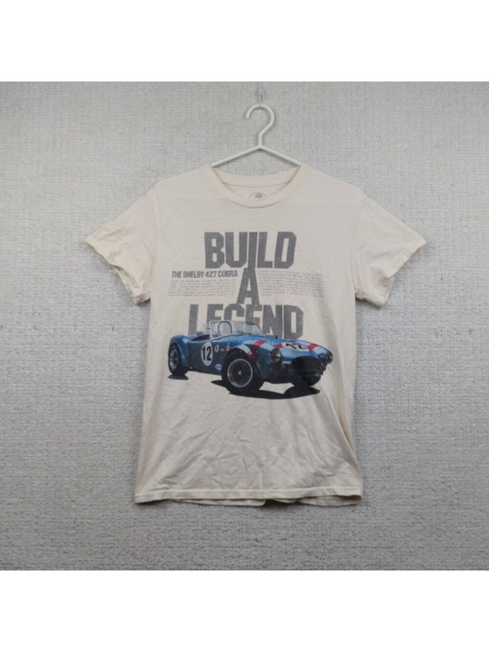 Shelby Cobra 427 Muscle Car T-Shirt Off-White / Ivory Graphic Tee Racing Sz S**